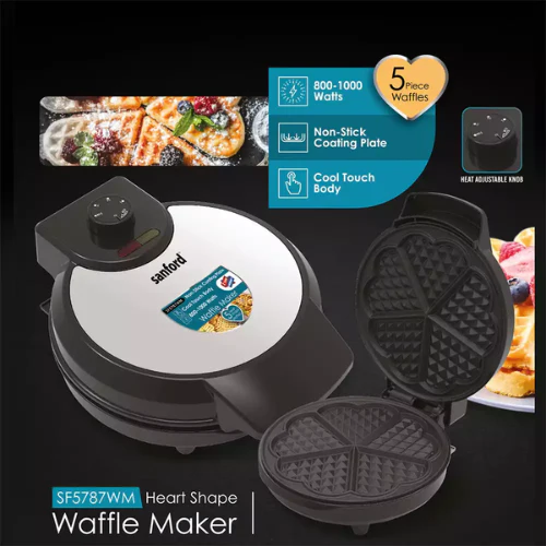 Sanford SF5787WM Heart Shape Waffle Maker – Non-Stick Plates & Even Heating - Image 2
