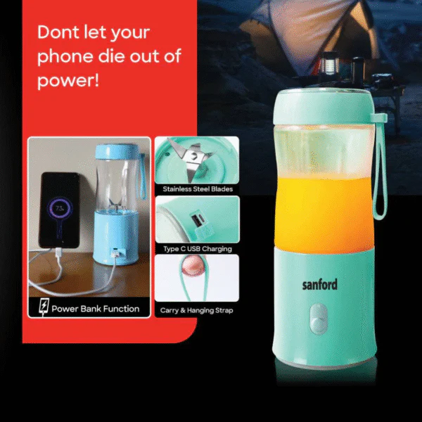 Sanford SF6810BR Portable Blender 2-IN-1 & Power Bank – Rechargeable Personal Blender with USB Power Bank Function for Smoothies and Juices - Image 3