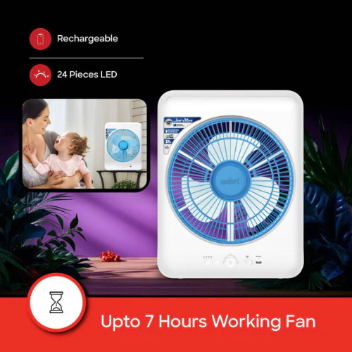 Sanford SF919BFN BS 12” Rechargeable Box Fan with LED Light – Portable design, and adjustable speed for convenient cooling anywhere - Image 2
