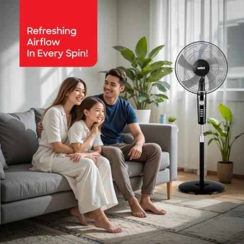 Sanford SF938SFN 18-Inch Stand Fan 60W 1300RPM – Powerful Adjustable height, multiple speeds, and quiet operation perfect for home or office cooling. - Image 2
