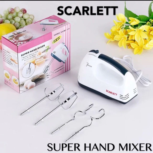 Scarlett HE133 300W Super Hand Mixer – Compact Kitchen Appliance with 5 Speeds, Whisk & Dough Hooks, Easy Grip Design for Baking & Cooking - Image 2