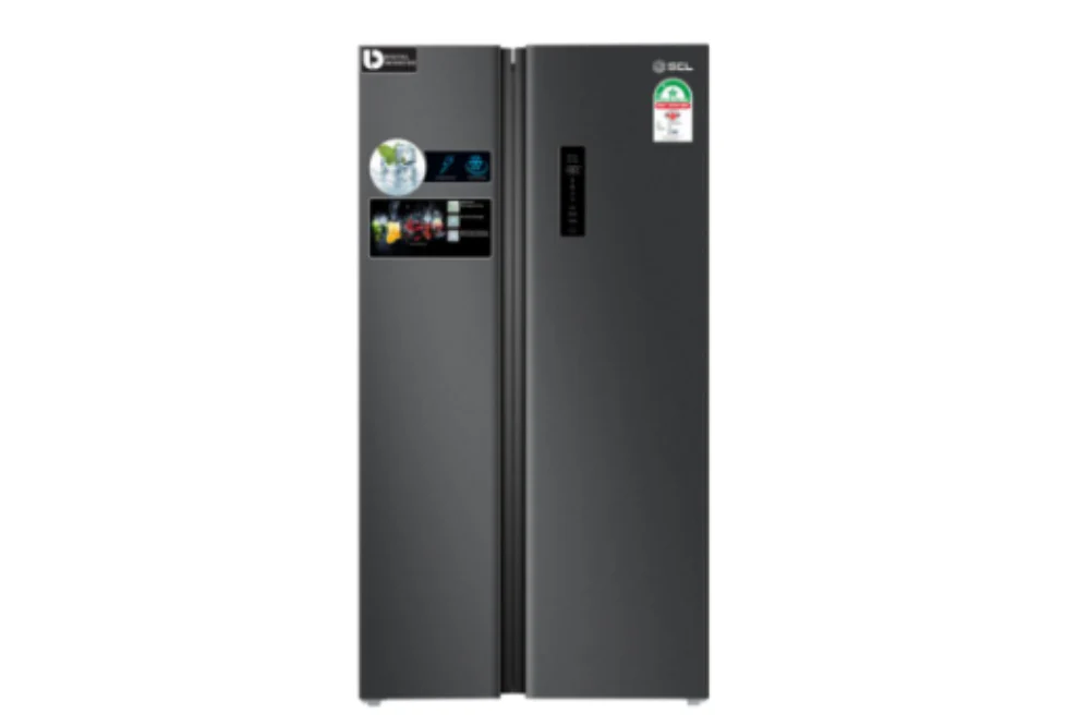 SCL 505L Side by Side Refrigerator SCL-SBS520ECDS – Energy-Efficient cooling, low-noise operation, adjustable shelves, and organized storage for fresh and frozen items.