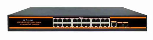 Secureye 24-Port Gigabit PoE Switch + 2GE Uplink & 2 SFP – 450W High-Power Fiber-Ready Network Switch (S-24GE-2UG-2UF-450W-NB-AI-VLAN)