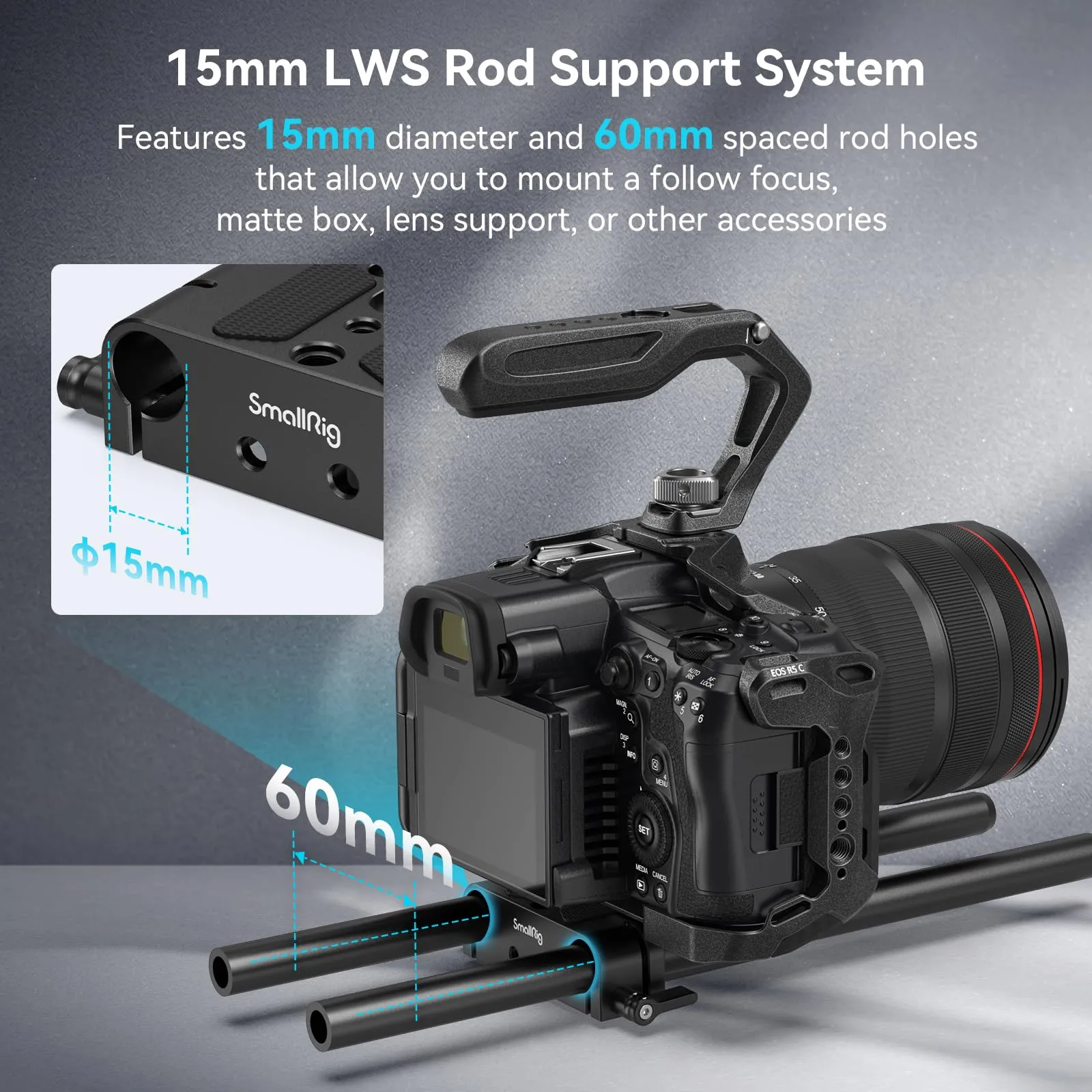 SmallRig 1674 Baseplate with Dual 15mm Rod Clamp – Strong camera support base that ensures stable rig setup and smooth accessory mounting for professional filming - Image 3
