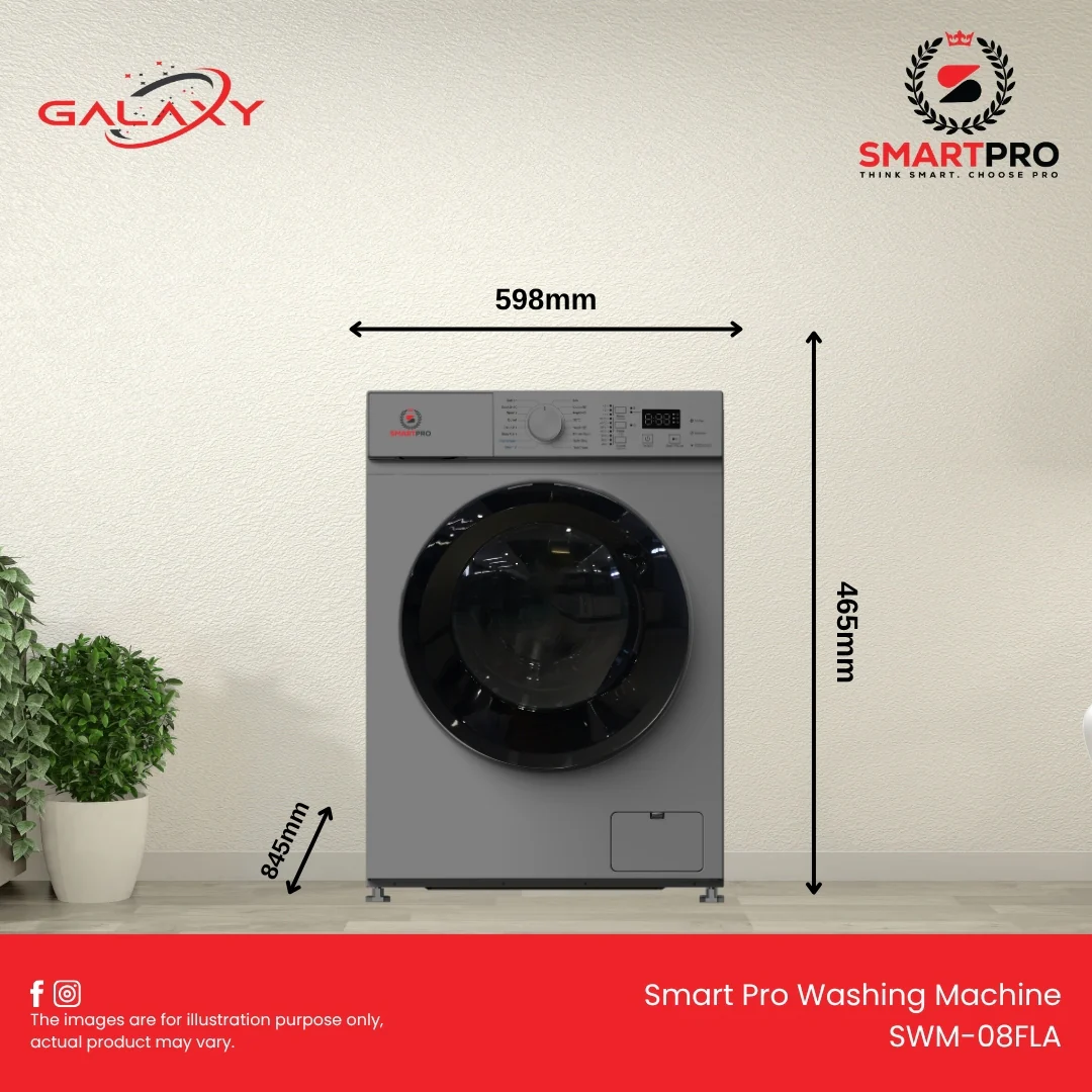 Smartpro SWM-08FLA 8KG Fully Automatic Front Load Washing Machine – Energy Efficient Front Load Washer with Multiple Wash Programs, Fast Spin, Low Noise and Modern Digital Control - Image 2