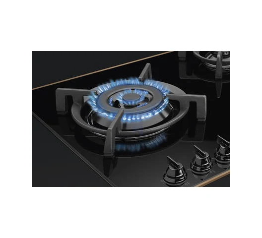 SMEG PV695LCNR 90CM 5-Burner Gas Built-In Hob – Black Glass Surface with Wok Burner and Cast Iron Pan Supports, Durable and Stylish Built-In Gas Hob for Modern Kitchens - Image 3