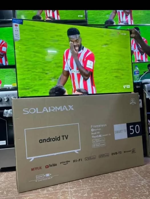 SolarMax 50-Inch Full HD LED Smart TV with Built-In Wi-Fi, Dolby Audio, and Android OS