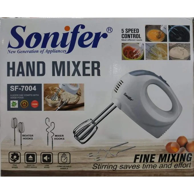 Sonifer SF-7004 Hand Mixer - 3 Speed, Handheld, stainless steel - Image 4