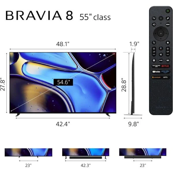 Sony 55XR80 55″ OLED 4K Ultra HD BRAVIA 8 Smart Google TV – Premium HDR10 OLED Display with Google TV, Dolby Vision, and Acoustic Surface Audio for Home Entertainment and Gaming - Image 2