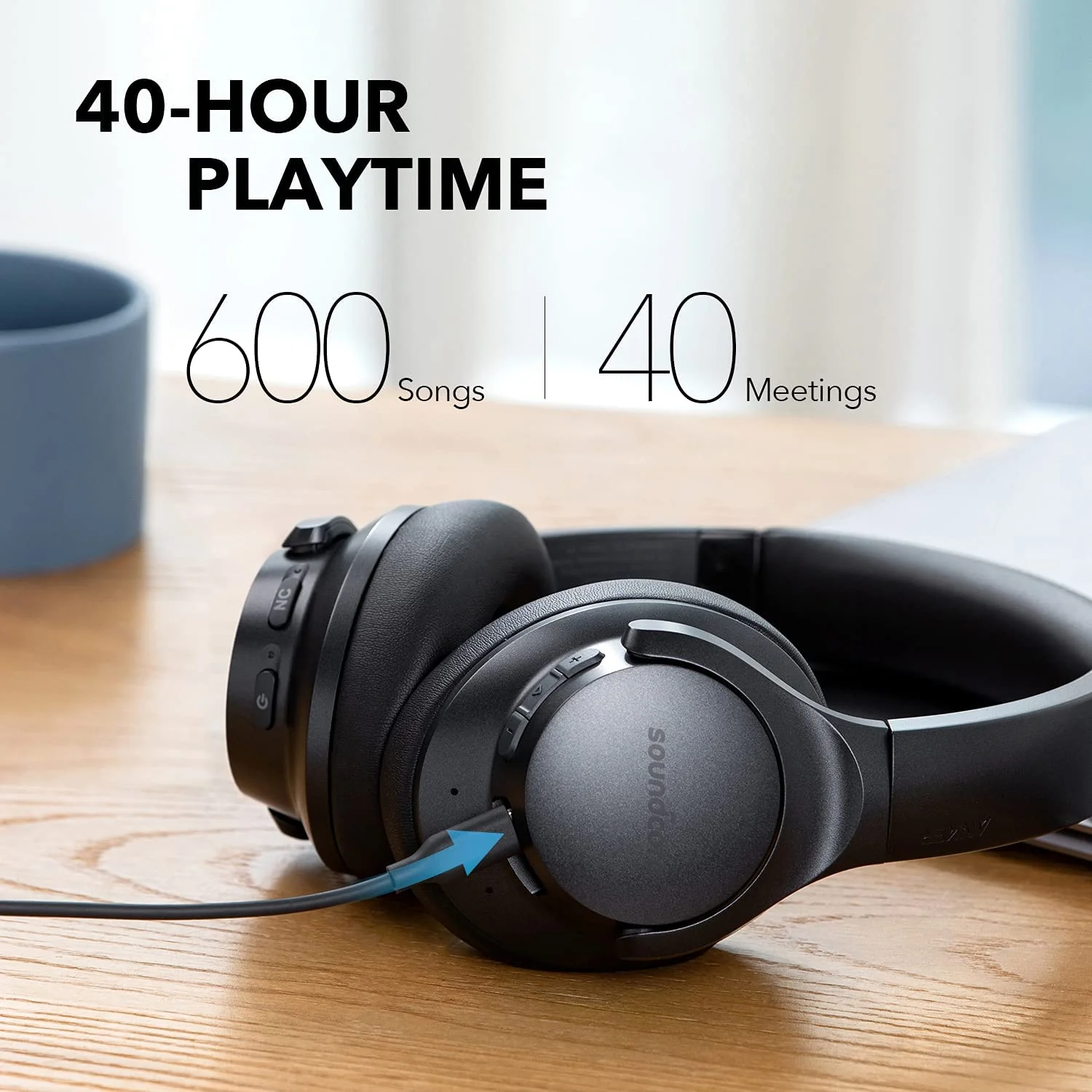 Anker Soundcore Life Q20+ Active Noise Cancelling Headphones, 40H Playtime, Hi-Res Audio, Soundcore App, Connect to 2 Devices, Memory Foam Earcups, Bluetooth Headphones for Travel, Home Office - Image 5