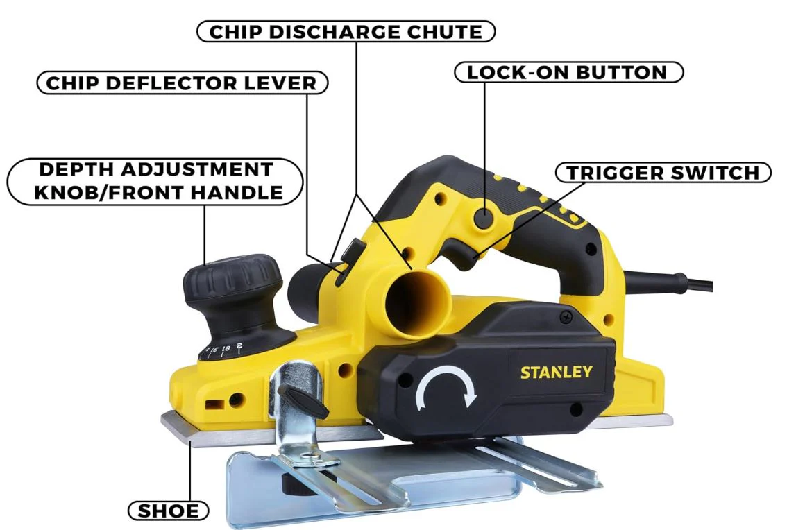 Stanley STPP7502 750W 2mm Electric Planer – 16,500 RPM Wood Planing Tool with 2 TCT Blades - Image 3