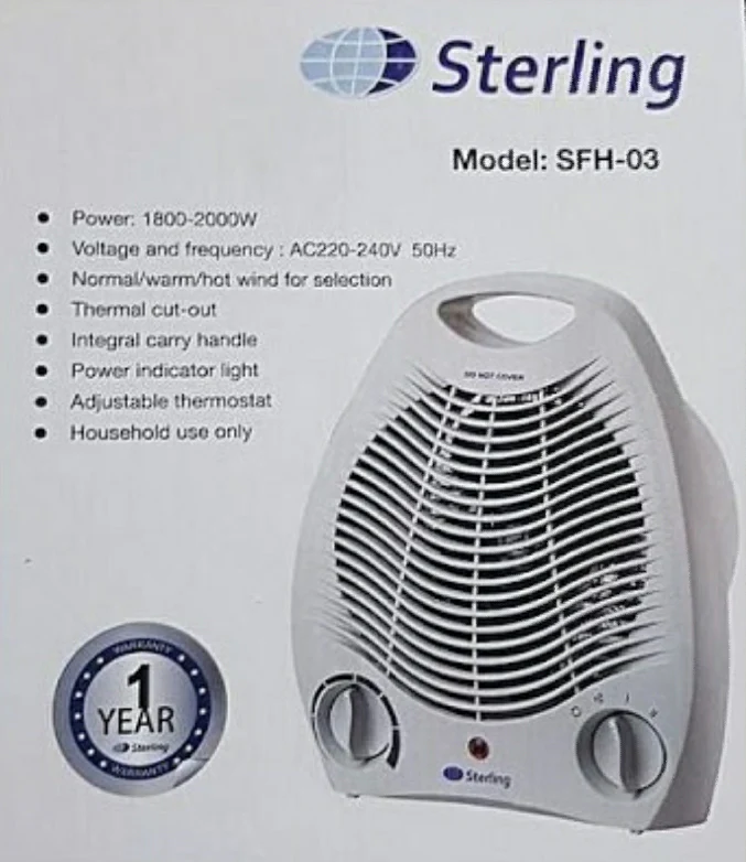 Sterling SFH-03 room fan heater -Hot/ Warm/ Normal Electric Room Heater - Image 2