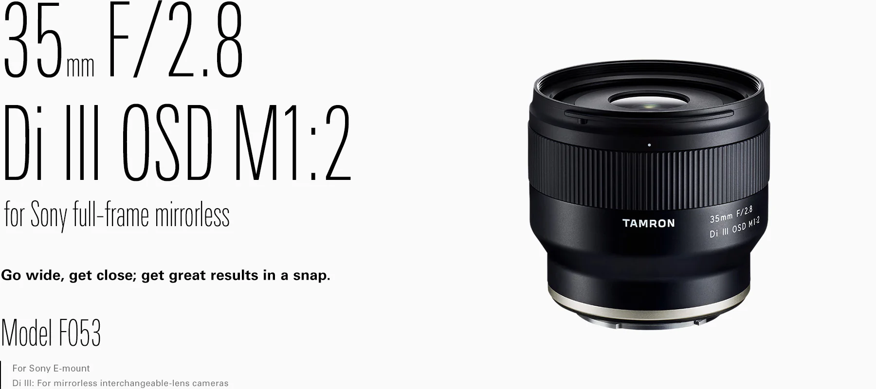 Tamron 35mm f/2.8 Di III OSD M 1:2 Camera Lens - for Sony E, OSD Stepping Motor, Water-Resistant Design, Fluorine Coating - Image 2