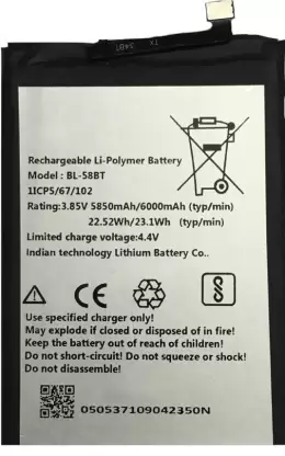 Tecno Pouvoir 4 Pro Smartphone Replacement Battery (BL-58BT)