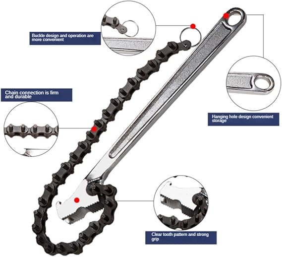 Tianqin TQ82150 15-Inch Chain Pipe Wrench – Heavy Duty Industrial Plumbing Tool for Large Pipes - Image 3