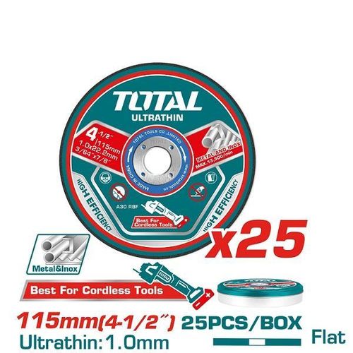 Total TAC11011525 115mm 25pcs Ultra-Thin Metal Cutting Disc Set – High-Speed Stainless Steel & Steel Grinder Wheels (Angle Grinder Compatible) - Image 2