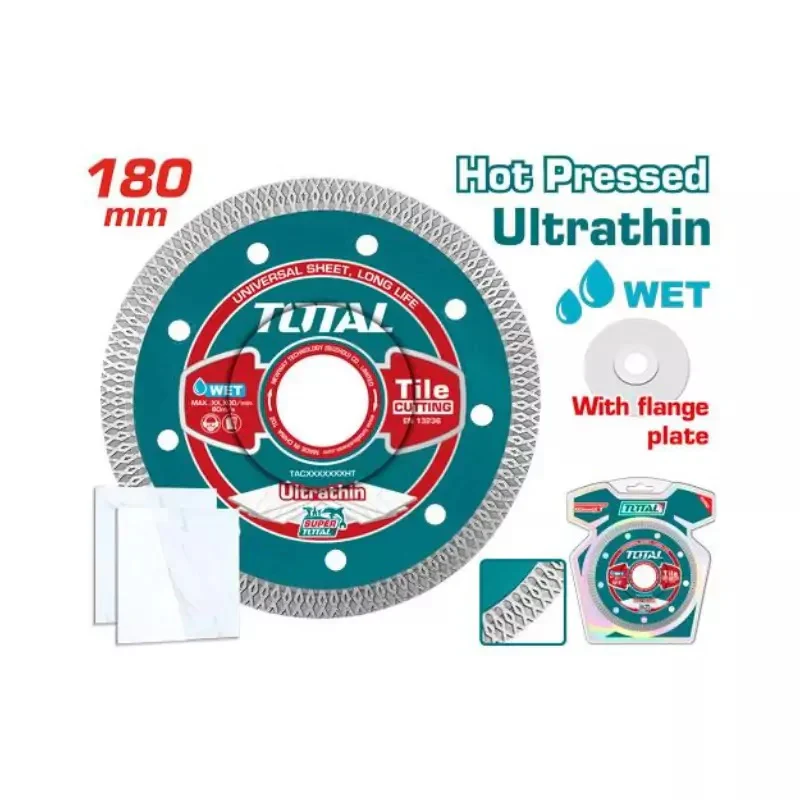 Total TAC2181801HT 180mm (7”) x 22.2mm Ultrathin Diamond Cutting Disc – Mesh Rim for Tile, Stone & Marble Cutting - Image 2