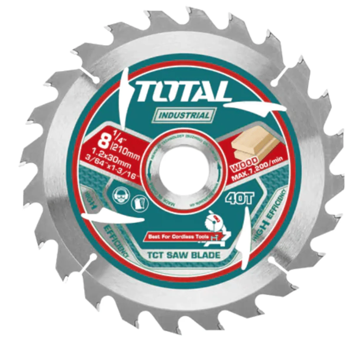 Total TAC2332103 40T 210mm (8-1/4") TCT Saw Blade – Precision Cutting Tool for Wood, Metal & Plastic - Image 2
