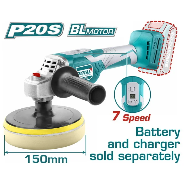 Total TAPLI2001 20V Cordless Angle Polisher with 4AH Battery + Charger - Image 2