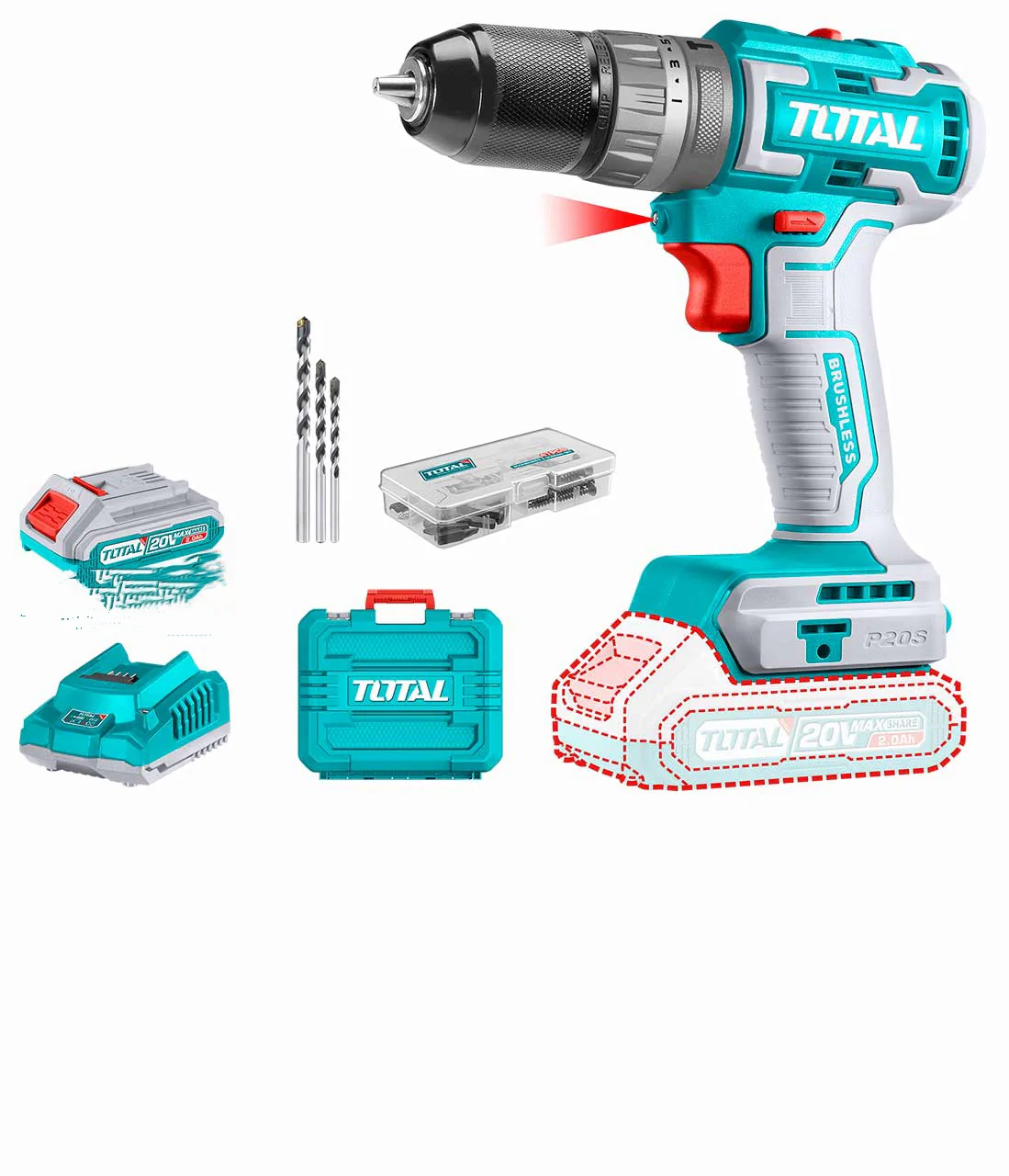 Total TDLI205582 Compact Brushless Cordless Drill - Image 3