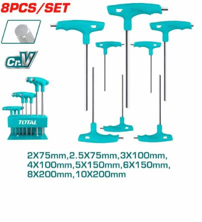 Total THHW80816 8-Piece T-Handle Hex Wrench Set - Heavy-Duty Metric Allen Keys for Professional Precision Assembly, Automotive & DIY Repair Tasks