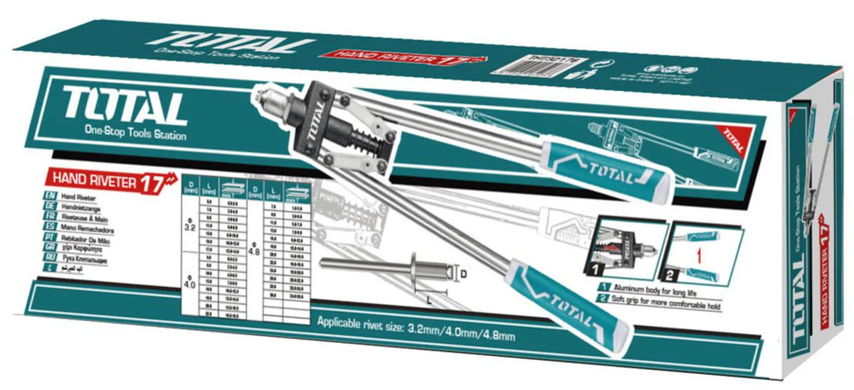 Total THT32176 17'' Hand Riveter – Heavy-Duty Portable Aluminum & Steel Rivet Tool for DIY, Workshop, and Industrial Use - Image 2