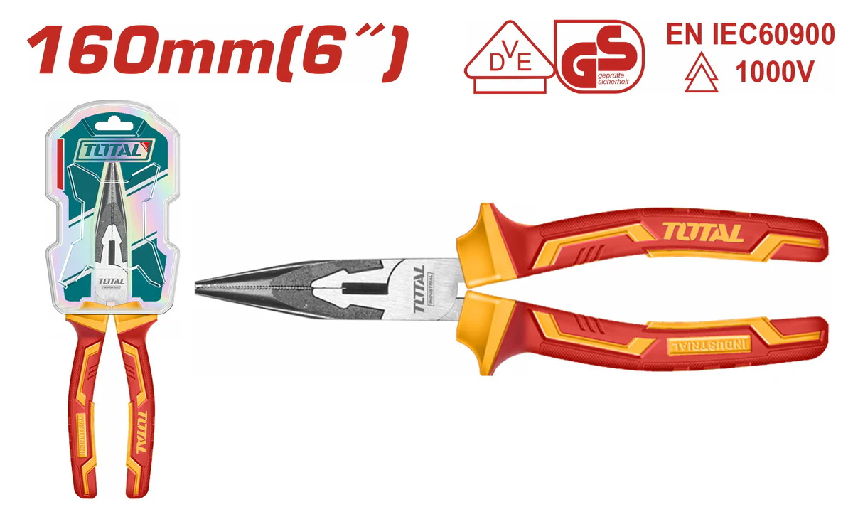 Total THTIP2361 6” Insulated Long Nose Pliers – Precision Grip, Heat-Resistant, Electrician-Grade Tool - Image 3