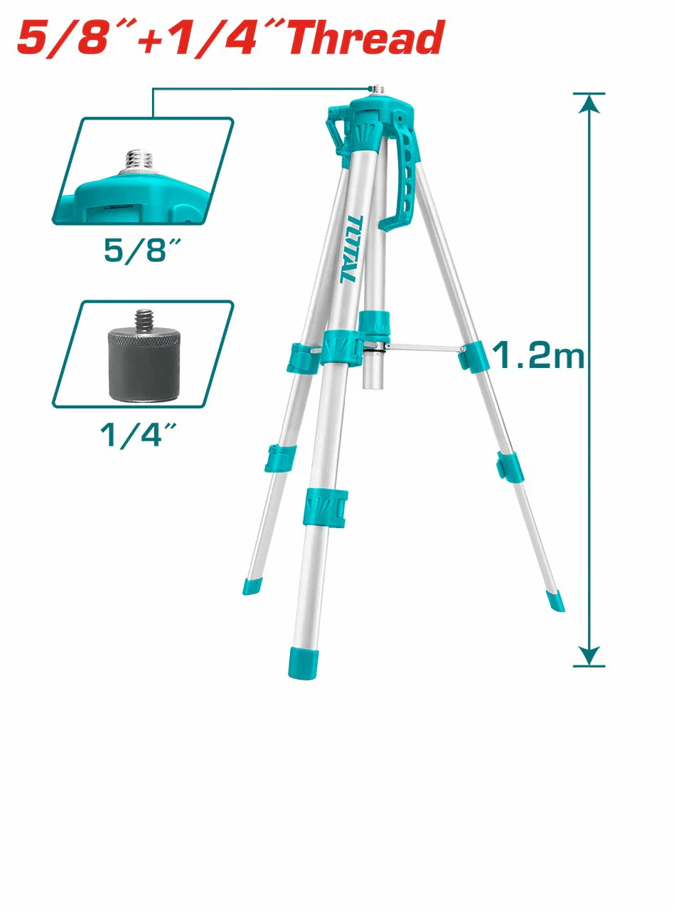 Total TLLT01152 Tripods for laser levels 5/8″ &1/4″ Thread 1.2m Aluminum tripod
