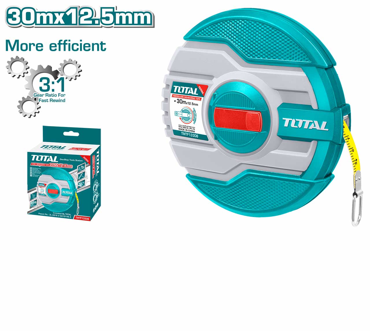 Total TMTF13306 Fibreglass Measuring Tape 30M - Image 3