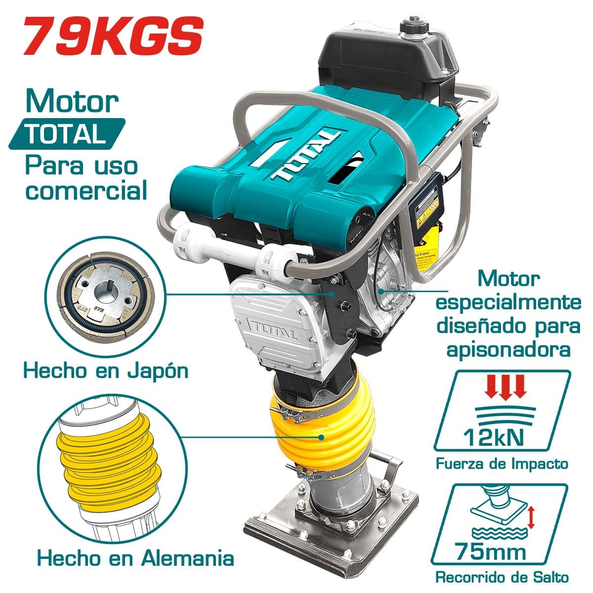 Total TPS890 3.2kW 4.0HP Gasoline Tamping Rammer – Heavy Duty Soil & Trench Compactor - Image 3