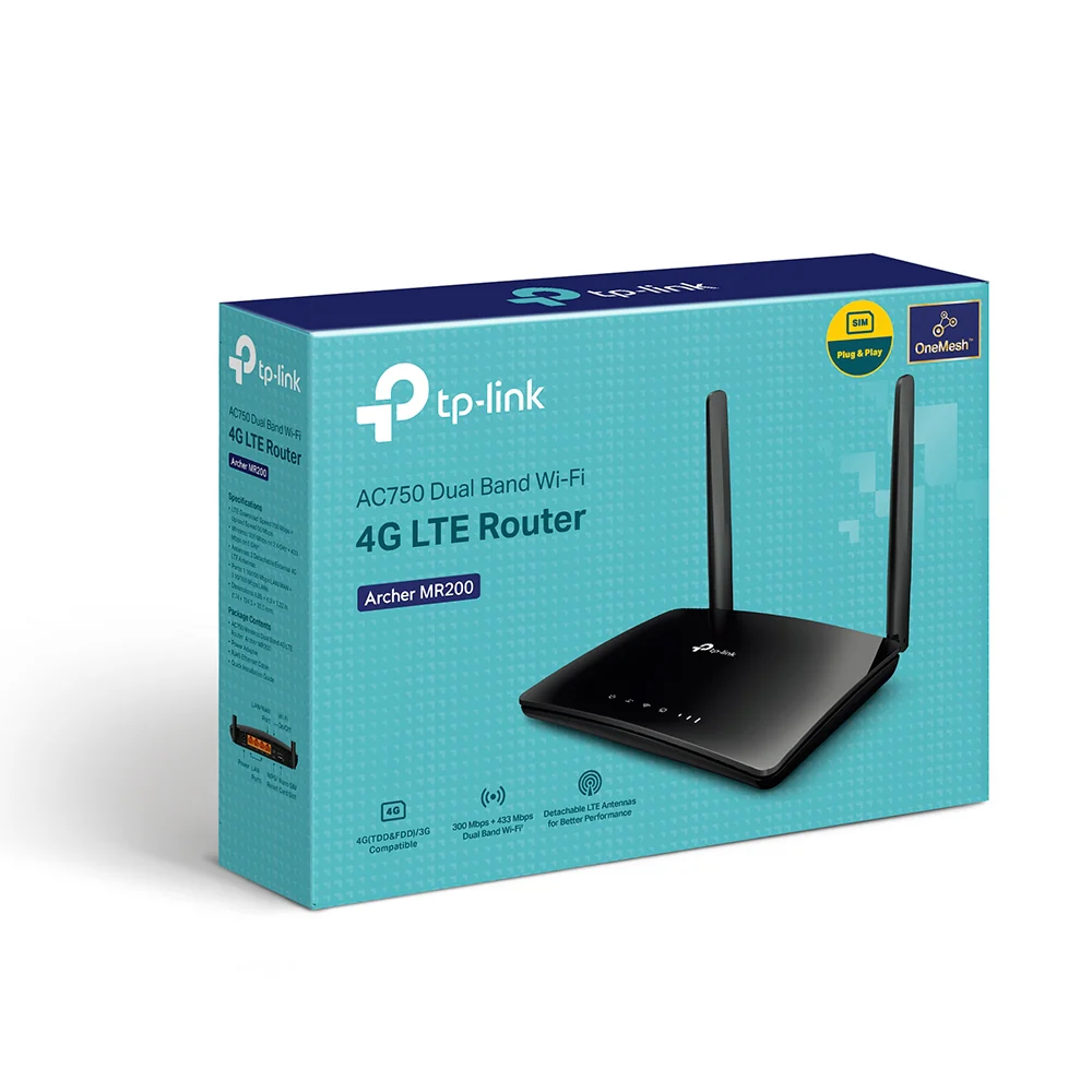 Tp-Link AC750 Wireless Dual Band 4G LTE Router (Archer MR200) - SIM Slot Unlocked, WAN/LAN port, Removable Wi-Fi Antennas, Compatible with FDD-LTE and TDD-LTE, No Configuration Required, UK Plug - Image 5