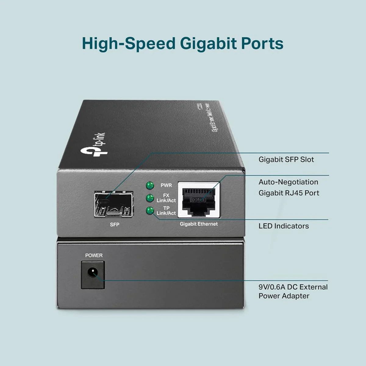 TP-Link TL-MC220L Gigabit SFP Media Converter – 10/100/1000Mbps Ethernet to Fiber Converter, SFP Slot - Image 3
