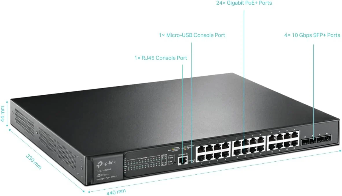 TP-Link TL-SG3428XMP JetStream 24-Port Gigabit and 4-Port 10GE SFP+ L2+ Managed Switch with 24-Port PoE+ - Image 2