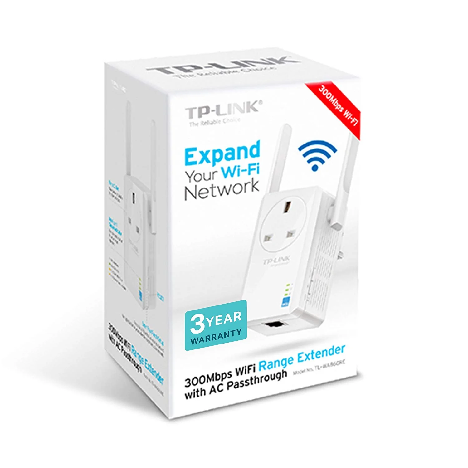 Tp-Link Tl-Wa860Re - N300 Universal Range Extender With Extra Power Outlet, Broadband/Wi-Fi Extender, Wi-Fi Booster/Hotspot With 1 Ethernet Port And 2 External Antennas, Plug And Play, Uk Plug - Image 3