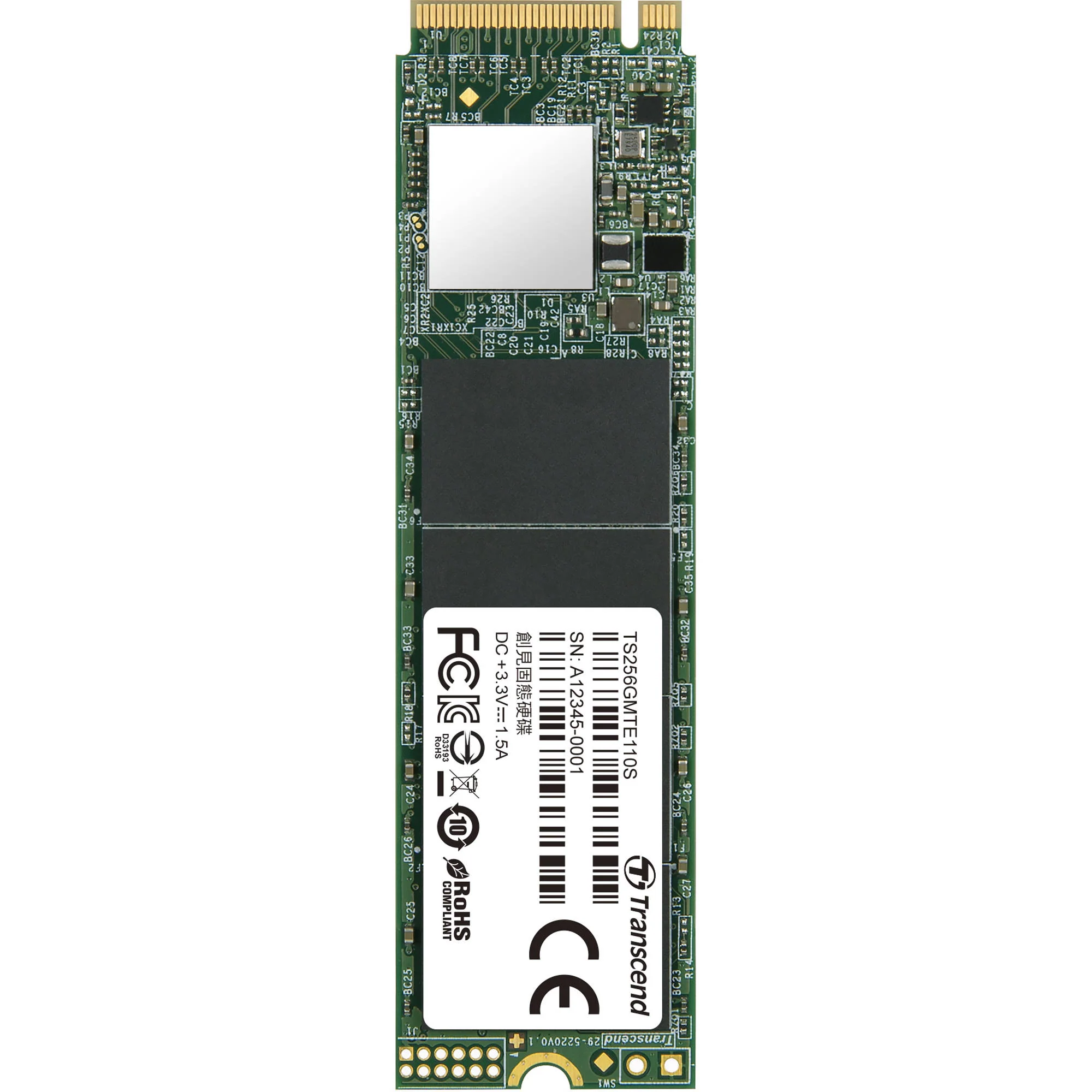 Transcend 256GB M.2 (2280) PCIe Solid State Drive (TS256GMTE110S) - Image 3