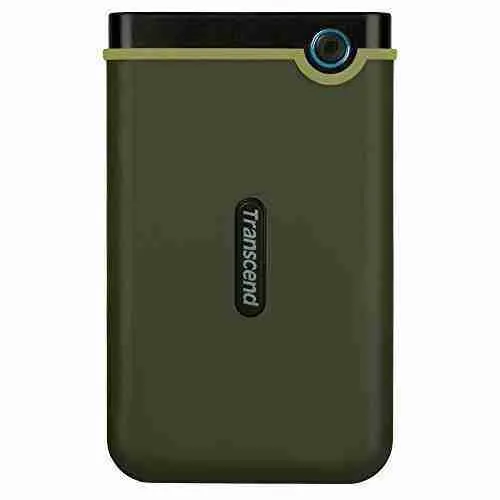 Transcend 2TB External Hard Drive USB 3.1 (TS2TSJ25M3G) – Shockproof Portable HDD, Military Green