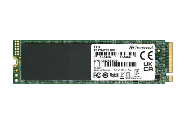 Transcend TS1TMTE110Q 1TB, M.2 2280,PCIe Gen3x4, M-Key, QLC, DRAM-less SSD