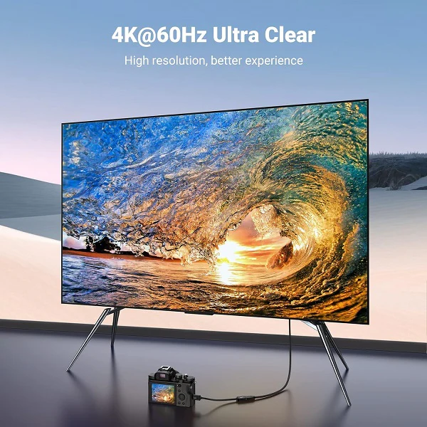 Ugreen 20137 Mini HDMI Male To HDMI Female V2.0 Adapter Cable (22CM) With Gold-Plated Connectors And Support Resolution Up To 4K @60Hz (UG-20137) - Image 3