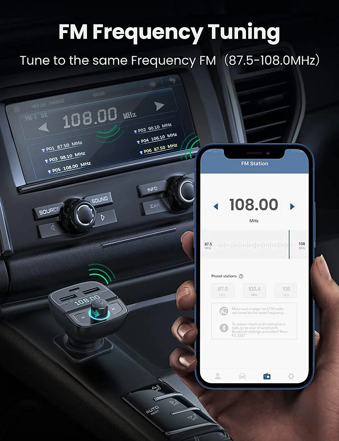 UGREEN CD229 Bluetooth Car Charger with PD, QC3.0, USB & TF Card UG-80910 – 5.0 Bluetooth Car Kit - Image 3