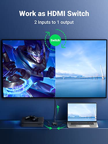 UGREEN CM217 HDMI Switch 4K@60Hz HDMI Splitter 2 In 1 Out Bi-directional Switcher (UG- 50966) - Image 4
