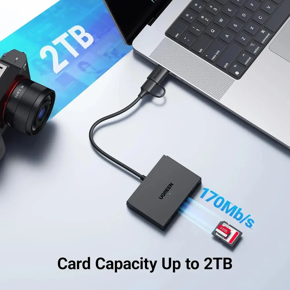 UGREEN CM812 4-in-1 USB-C & USB-A Dual Interface Card Reader UG-45167 – SD/TF/MS/CF High-Speed Adapter - Image 2