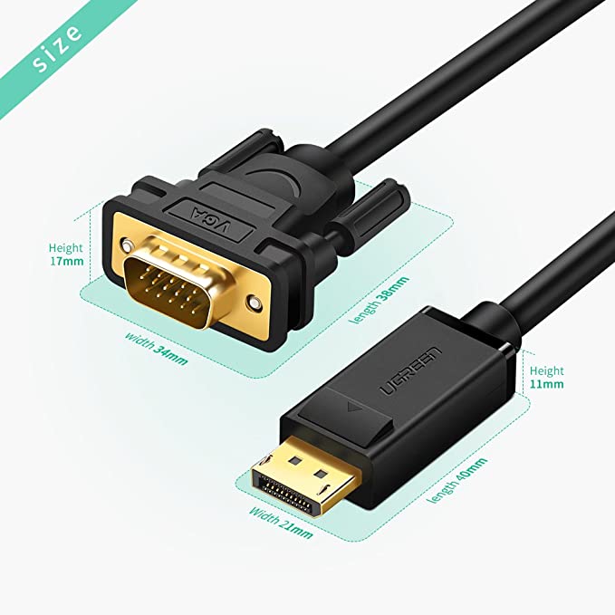 UGREEN DP105 1.5m DisplayPort to VGA Cable UG-10247 – Male to Male Adapter High-Speed Video Conversion for PC, Laptop & Monitor - Image 5