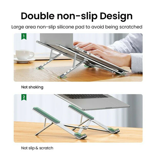 UGREEN LP451 Foldable Adjustable Laptop Stand UG-40289 – Portable Ergonomic Laptop Holder for Desk, Home & Office Use