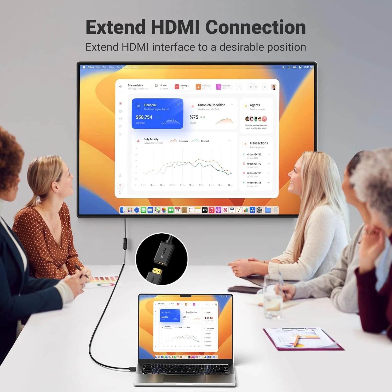 UGREEN HD107 HDMI Male To Female Extension Cable 1080P 3D for Projector - 1 Meter (UG-10141) - Image 3