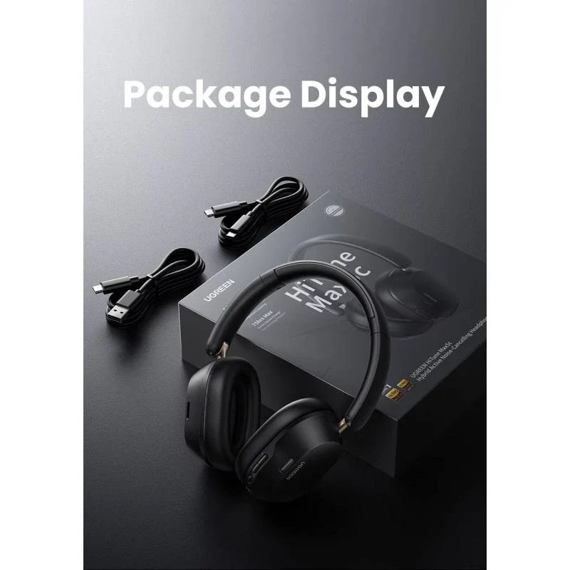 UGREEN HP203 HiTune Max5c Hybrid Active Noise Cancelling Headphones (UG-35757) – Wireless Bluetooth Over-Ear Headset with Deep Bass & Long Battery Life - Image 3