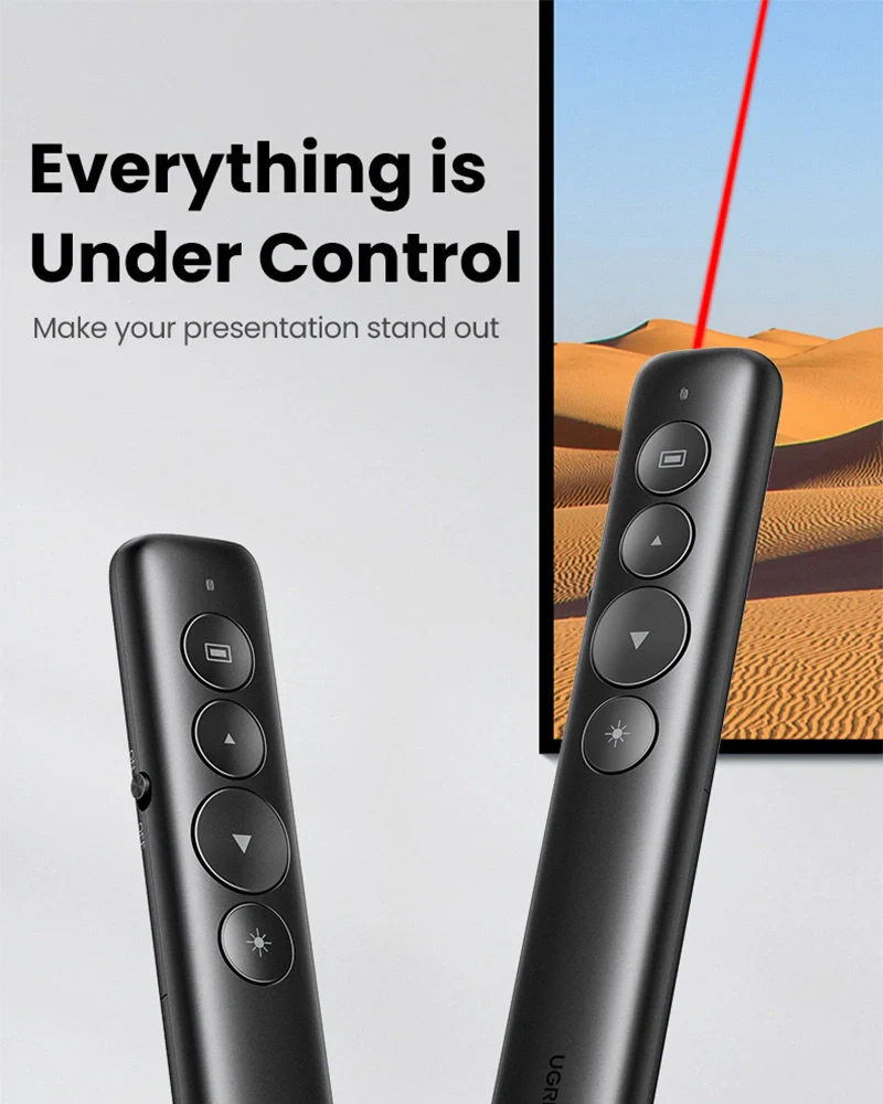 UGREEN LP479 Wireless Presenter UG-50654 – with Red Laser Pointer, USB 2.4GHz Remote Control, Plug & Play Presentation Clicker for PowerPoint & Keynote - Image 2