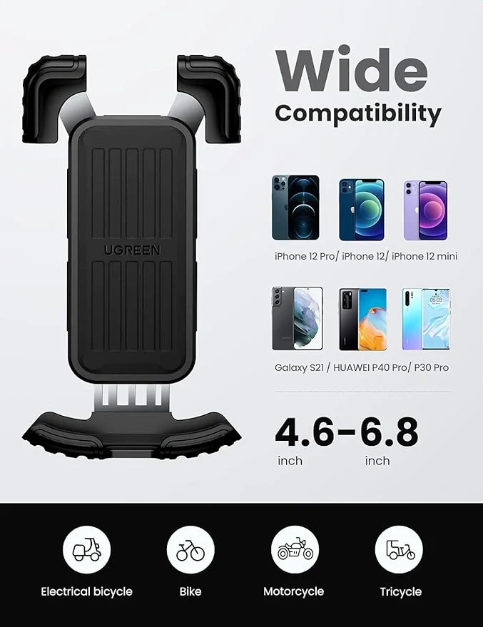 UGREEN LP494 Bike Mount Phone Holder UG-60548 – Adjustable Anti-Slip Handlebar Smartphone Holder for Cycling & Outdoor Use - Image 7