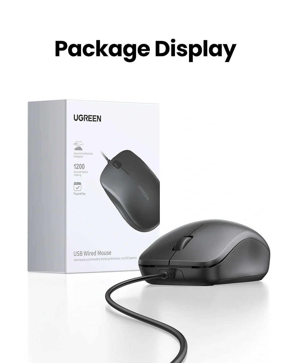 UGREEN MU007 Wired Mouse UG-90789 – Ergonomic USB Optical Mouse for Smooth Precision & Comfortable Everyday Use - Image 3