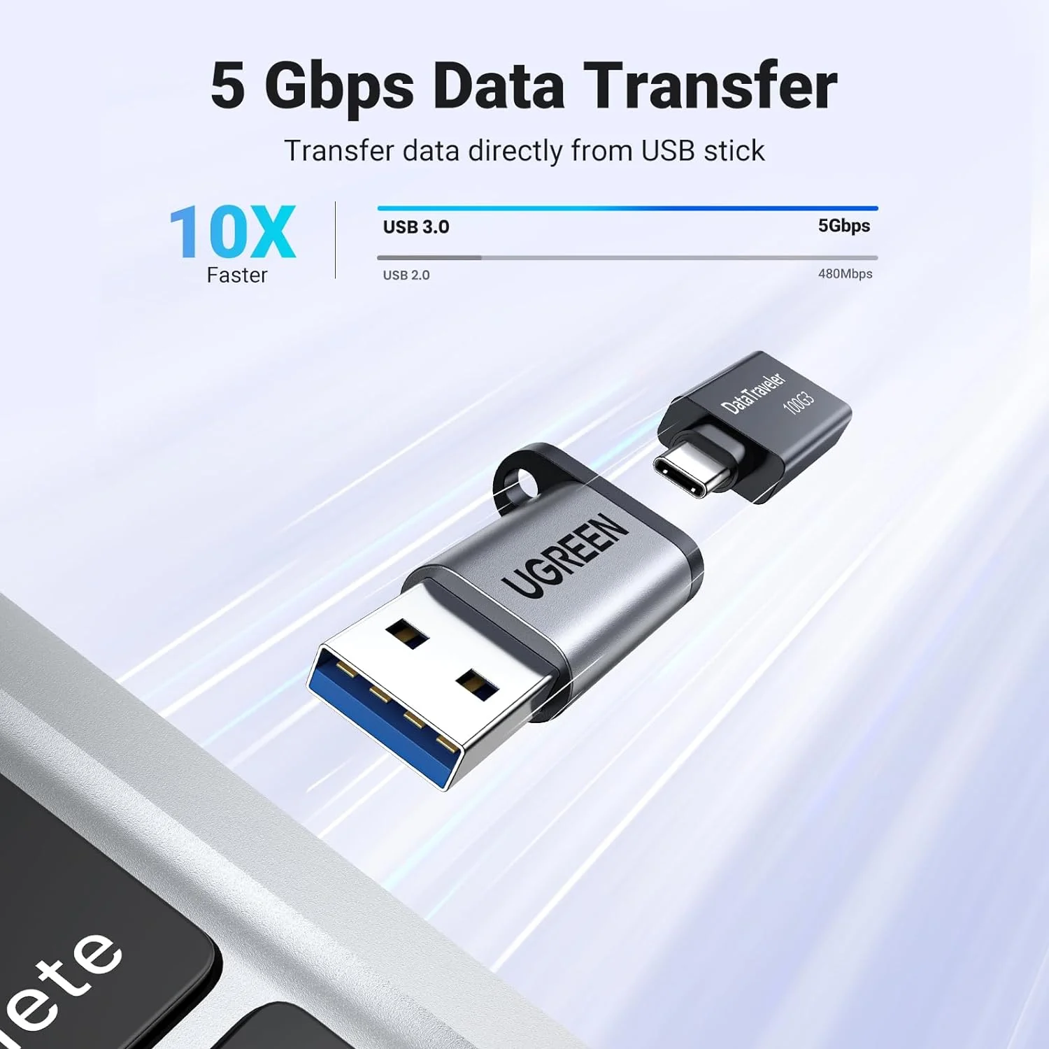 UGREEN US276 USB-A 3.0 Male to USB-C 3.1 Female Adapter (UG-50533) - Image 4