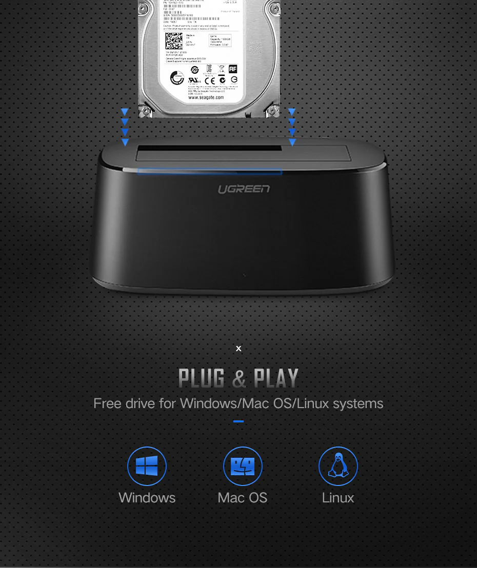 UGREEN CM198 USB 3.0 to SATA Dual-Bay Hard Drive Docking Station UG-50857 – Fast Data Transfer for 2.5” & 3.5” HDD/SSD - Image 2